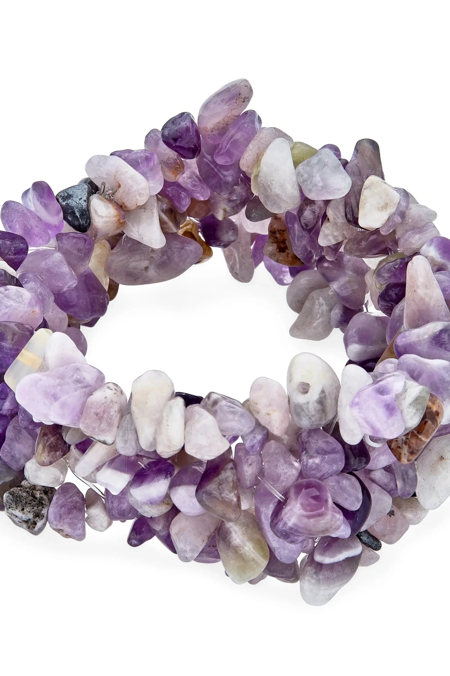 Gemstone Colors Chip Wide Chunky Cluster Multistrand Stretch Bracelet