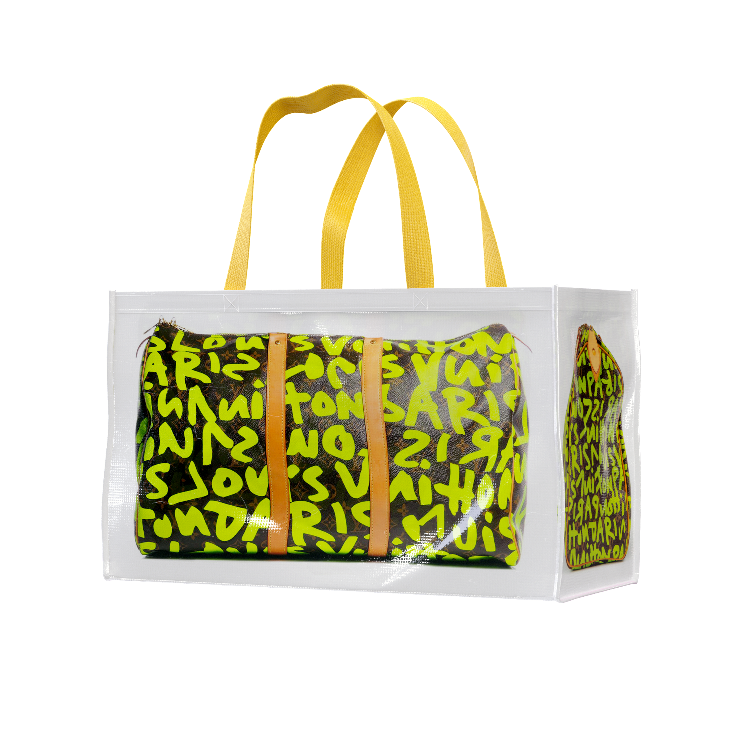 TITA ELVIE DUFFLE GROCERY BAG, BROWN CANVAS, LARGE