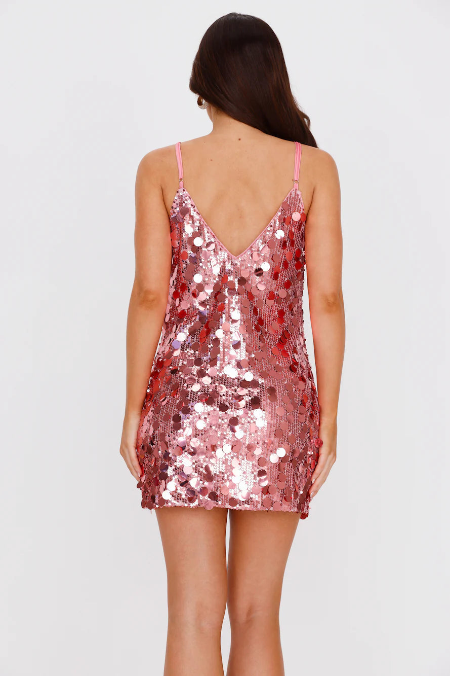 Sparkle In Her Soul Sequin Mini Dress Pink