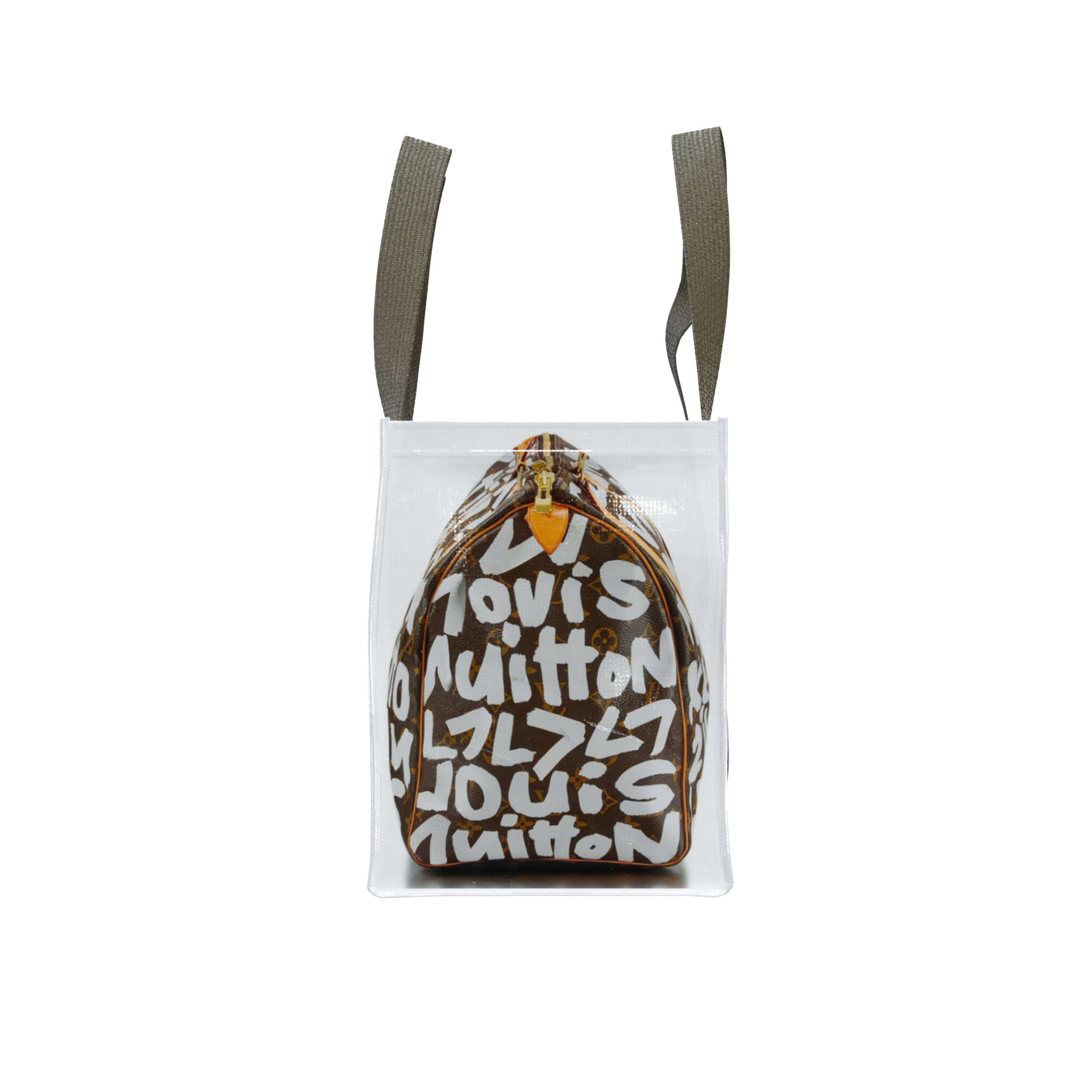 TITA ELVIE DUFFLE GROCERY BAG, BROWN CANVAS, LARGE