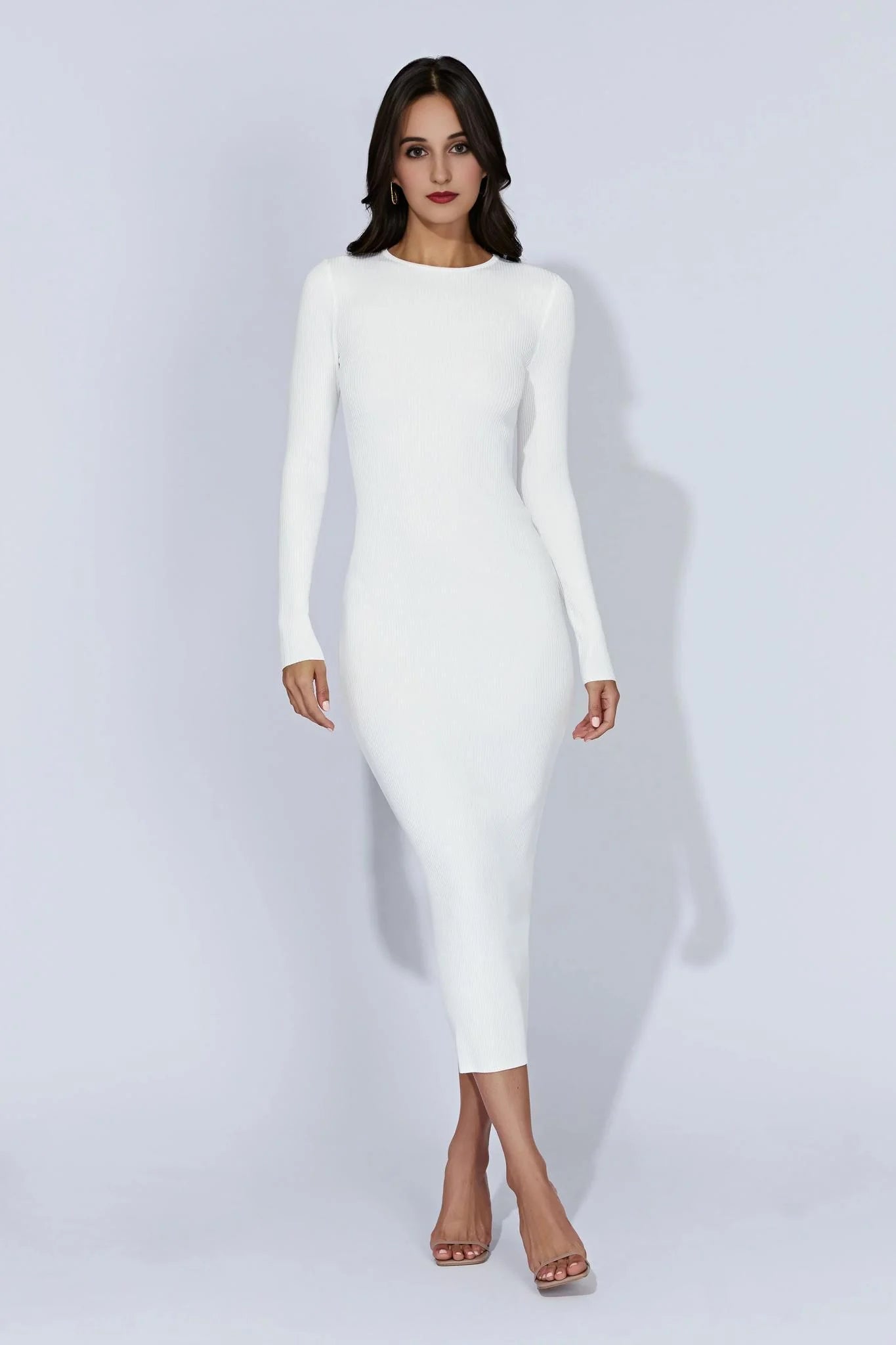 Rowen Long Sleeve Midi Dress - White