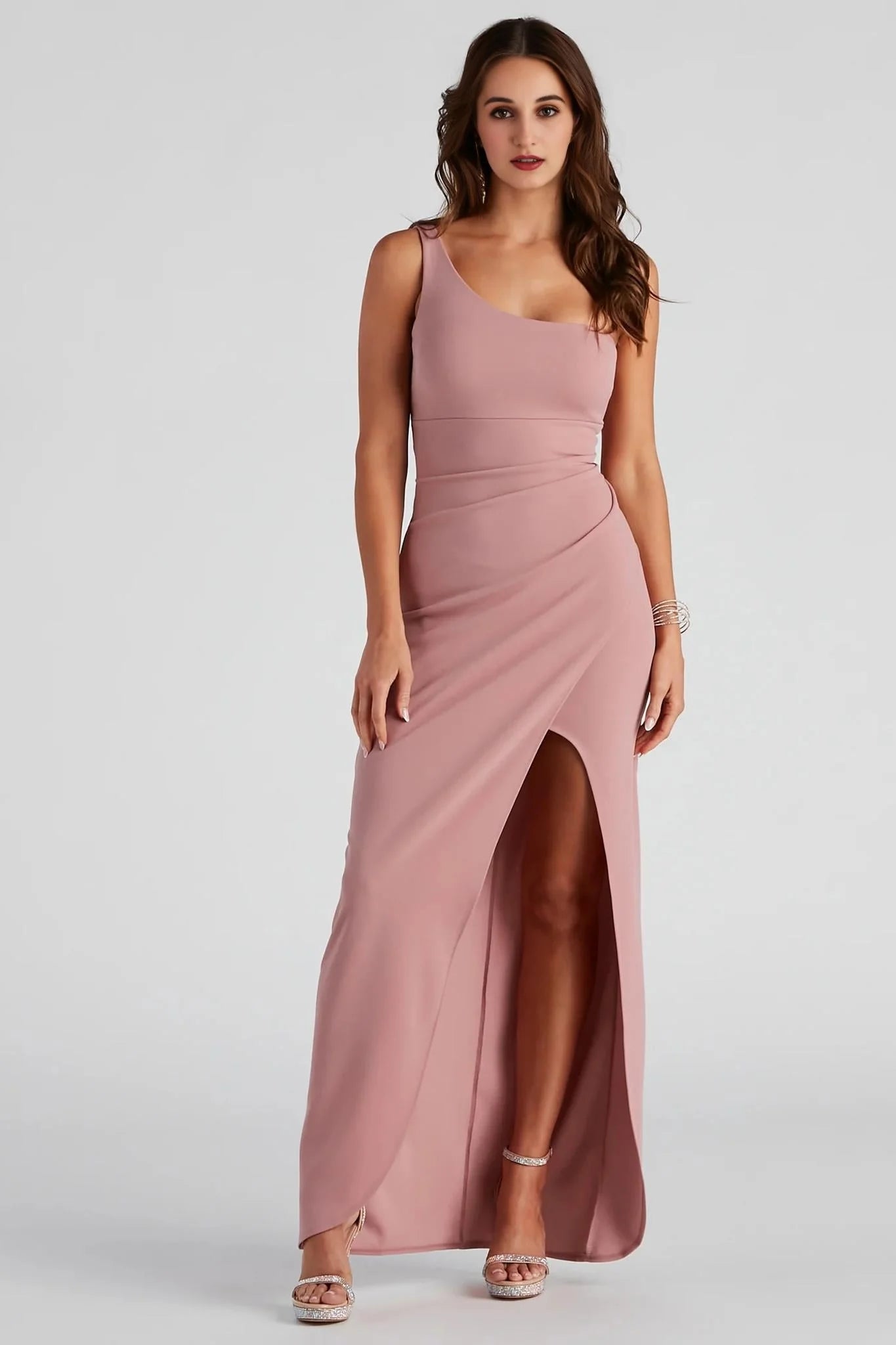 Iris One-Shoulder Crepe Dress